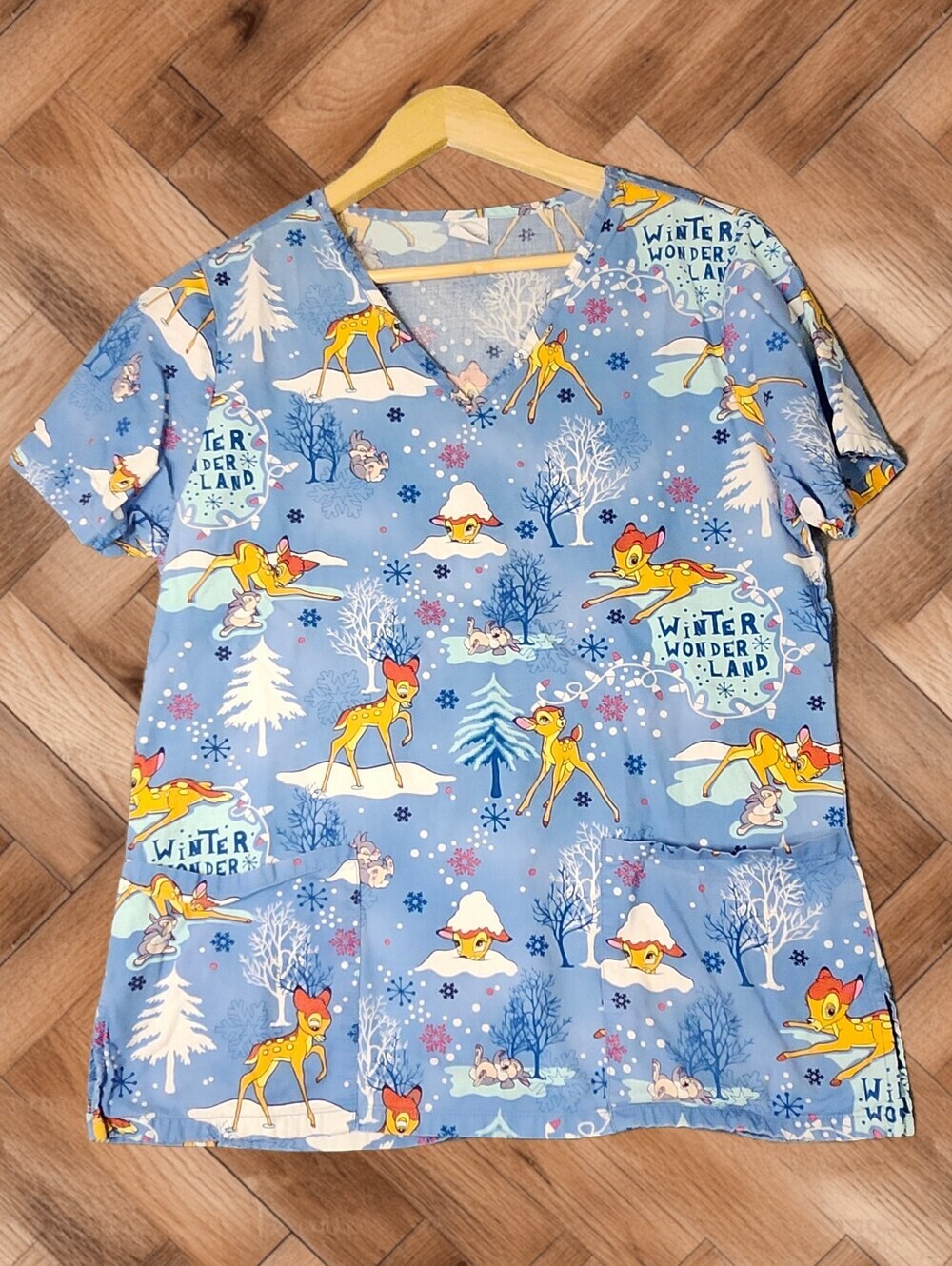 Disney Bambi "Winter Wonderland" Scrub Top 🦌❄️